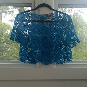 Bongo blue crop mesh tee